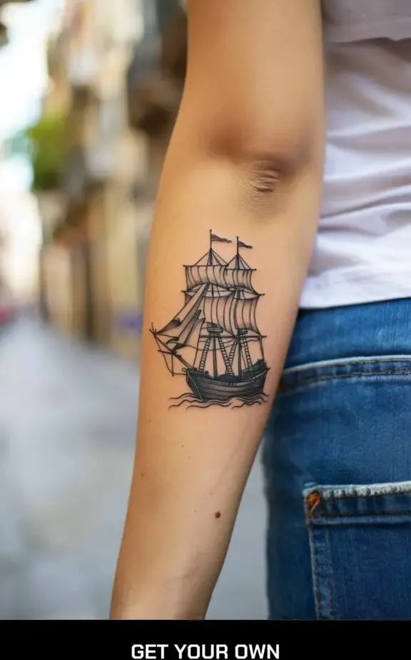 minimalist ship tattoo