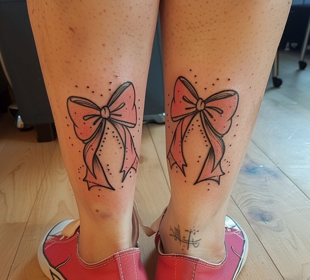 beautiful pink bow tattoo