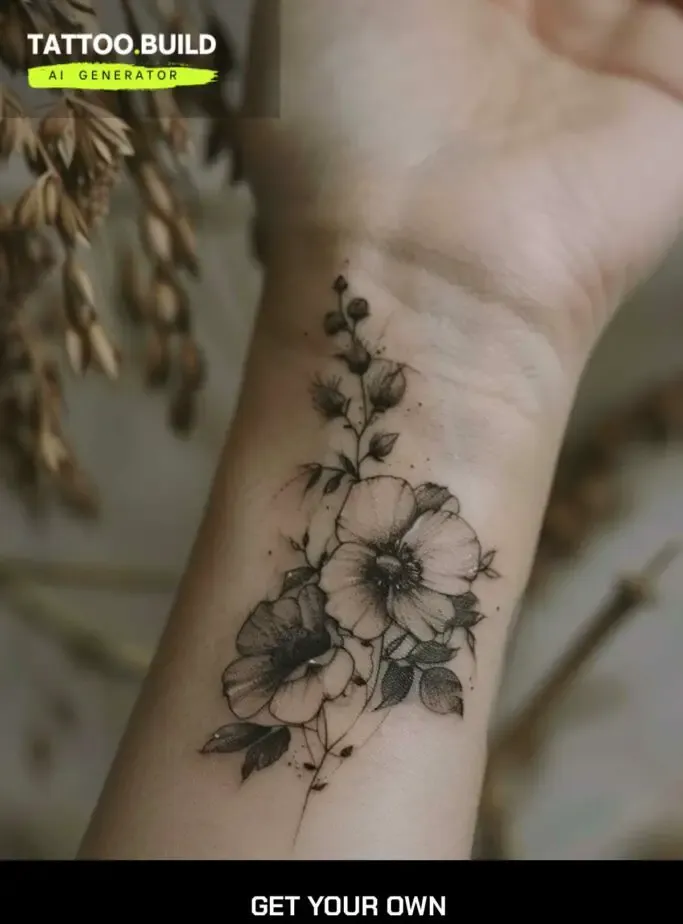 Womens Wrist Flower Tattoo Idea