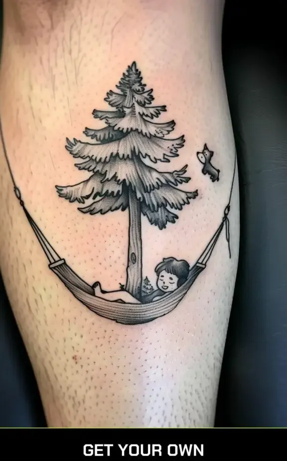 camping tattoo idea: hammock tattoo