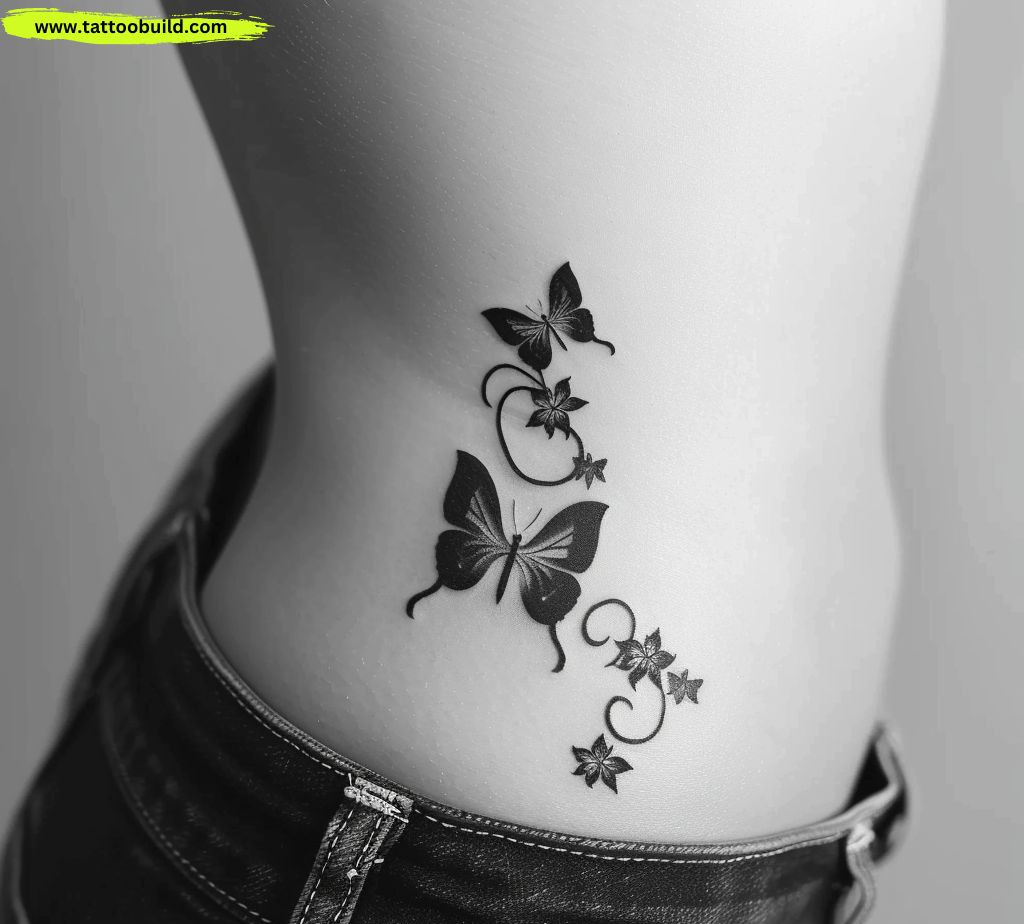 butterfly rib tattoos for women