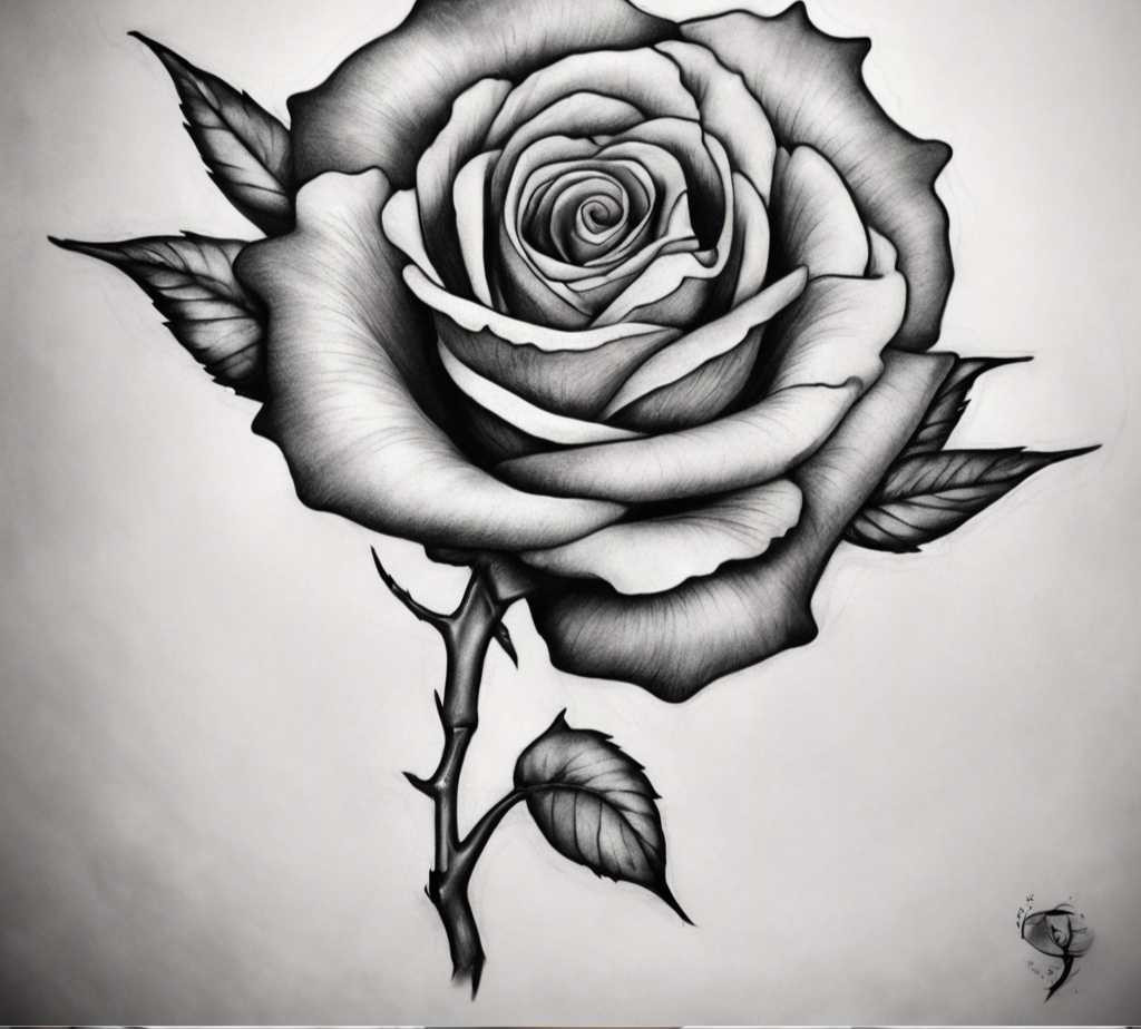 A rose tattoo drawing you can use 