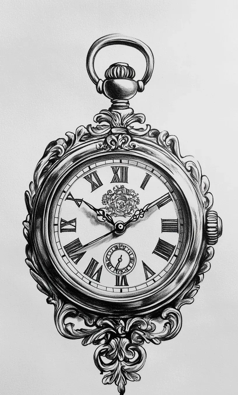 Pocket Watch Tattoo Drawing-6
