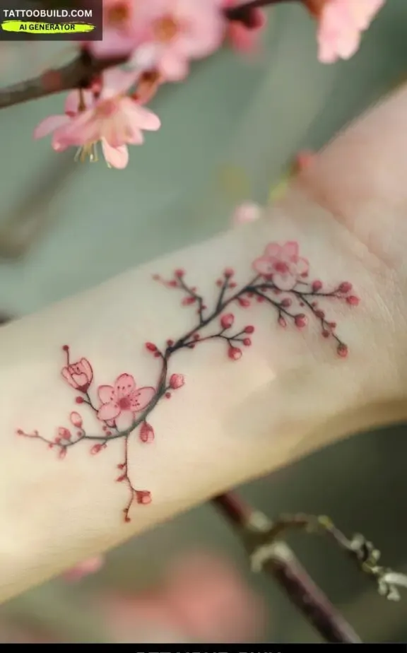 cherry blossom wrist tattoo