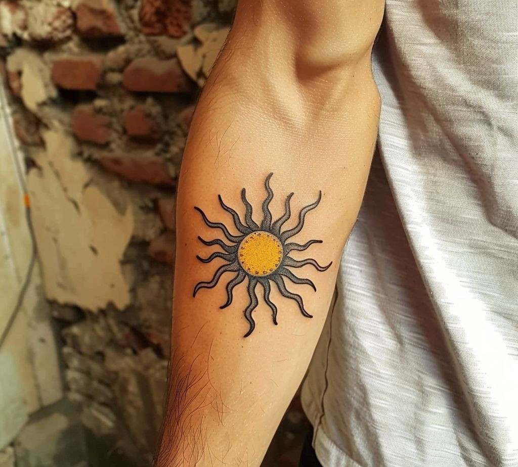 minimalist sun tattoo designs for guys