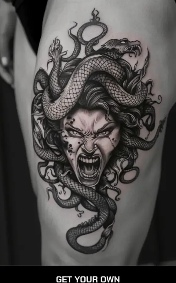 Angry medusa tattoo
