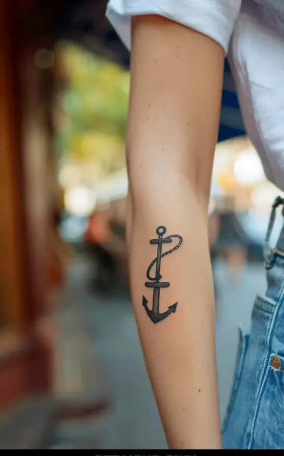 simple anchor tattoo on the arm