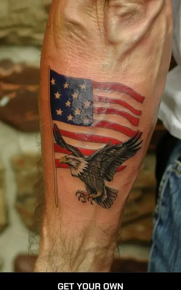 American flag and eagle tattoo