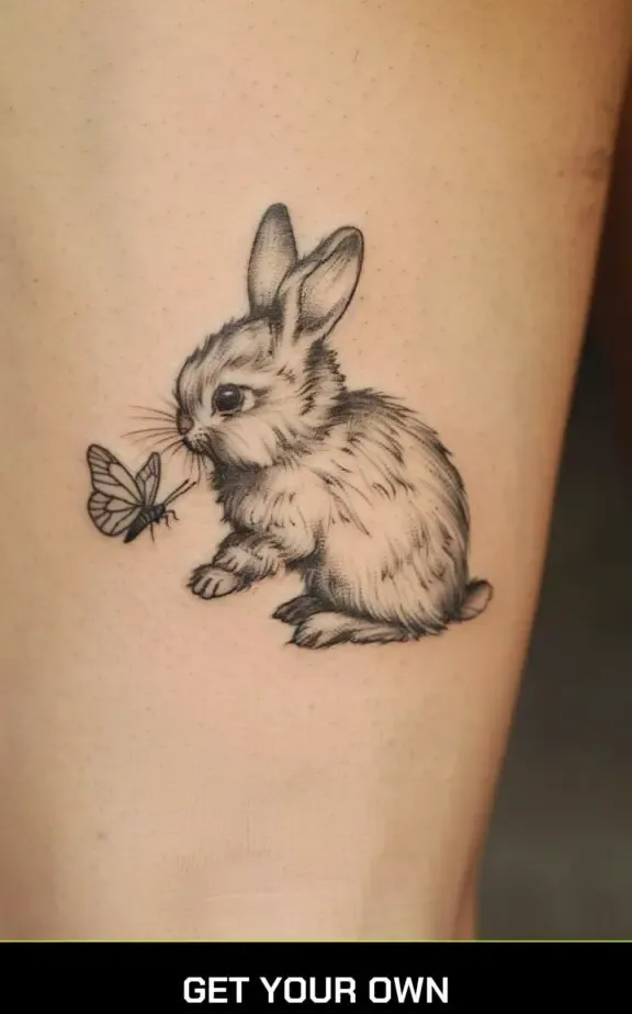 rabbit and butterfly tattoo