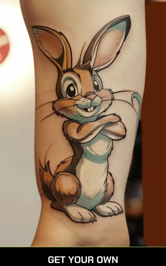 cartoonish rabbit tattoo