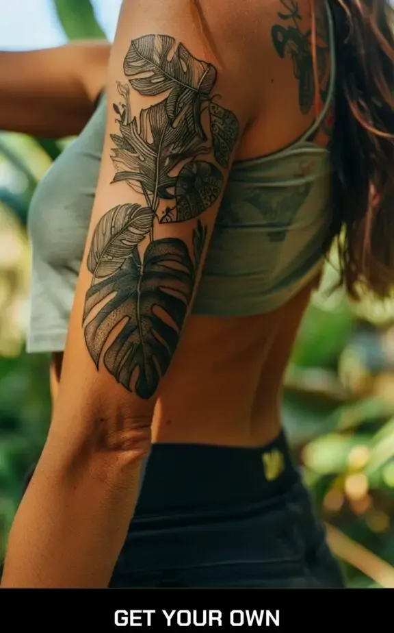monstera beach tattoo idea