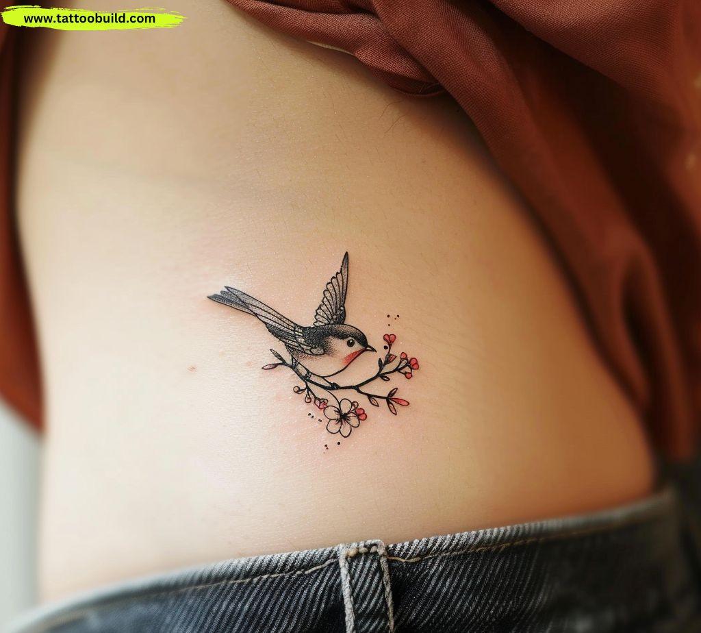 side bird tattoo for women