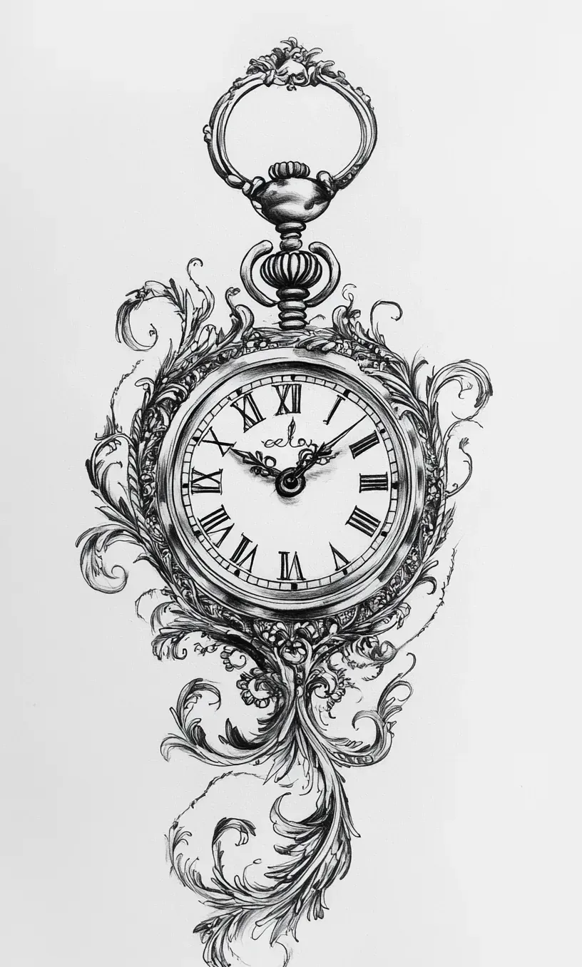 Pocket Watch Tattoo Drawing-22