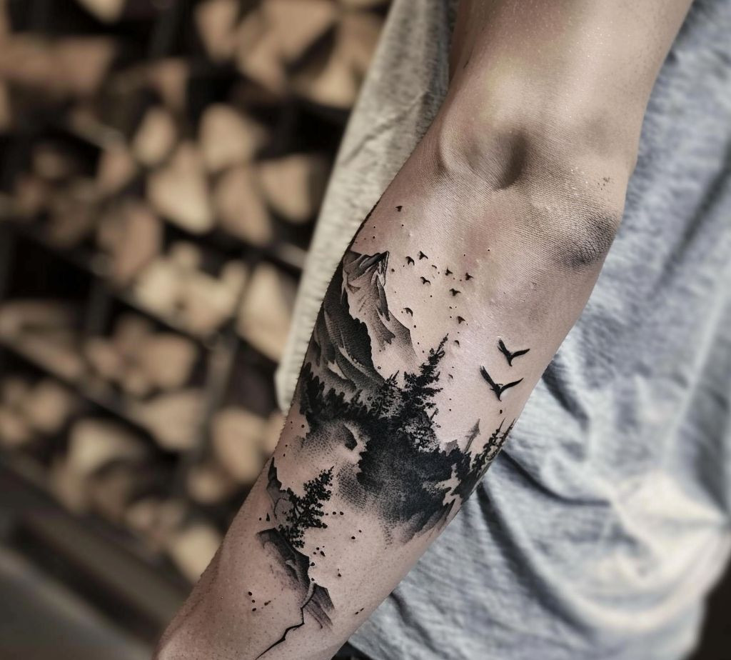 men inner arm tattoo