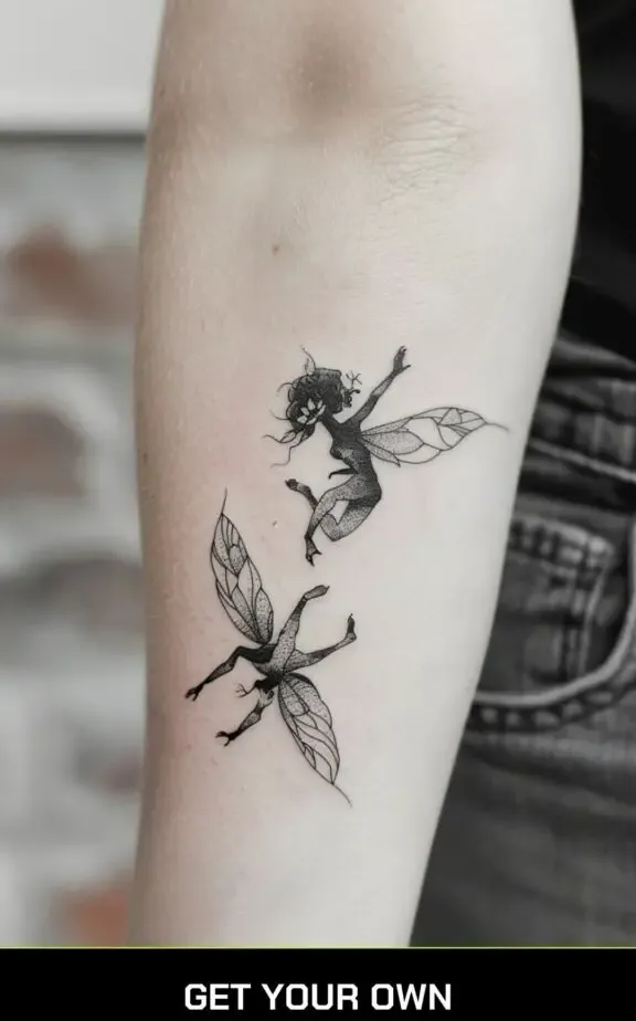 fairies blackwork tattoo idea