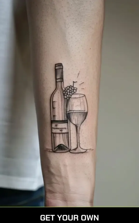 win bottle and glass chef tattoo idea