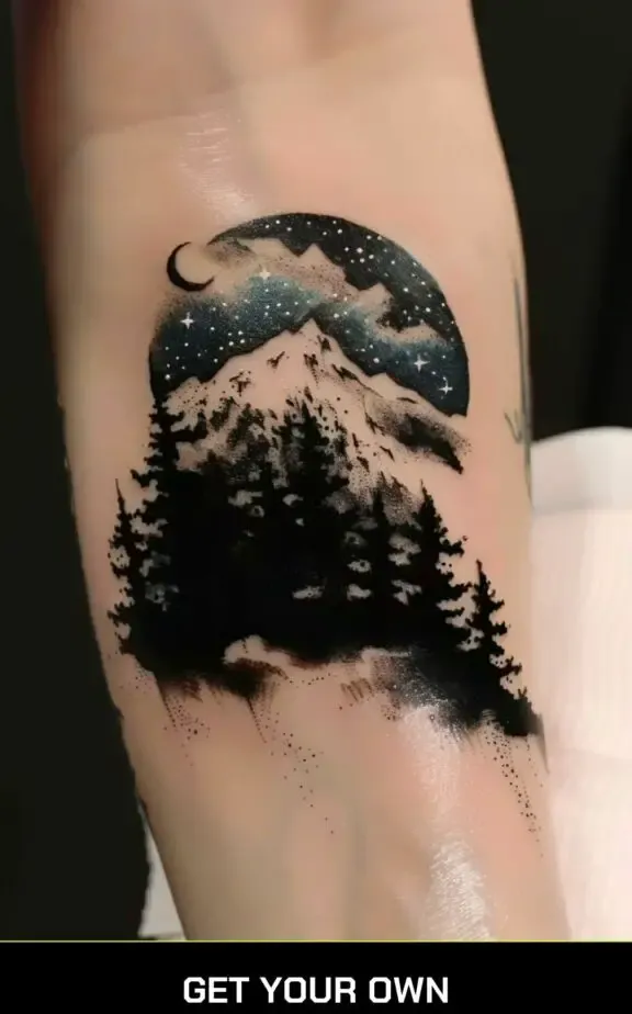 camping tattoo idea: night sky tattoo