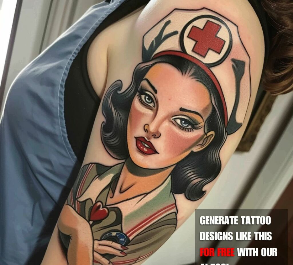 nurse pin up girl tattoo