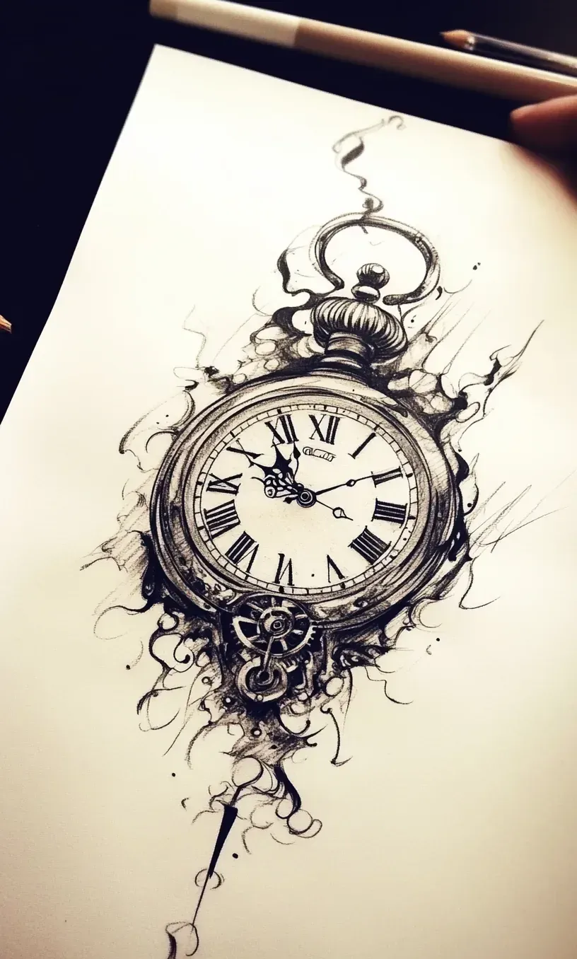 Clock Tattoo Drawings-2
