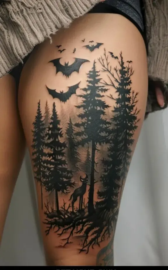 thigh Bat tattoos design idea