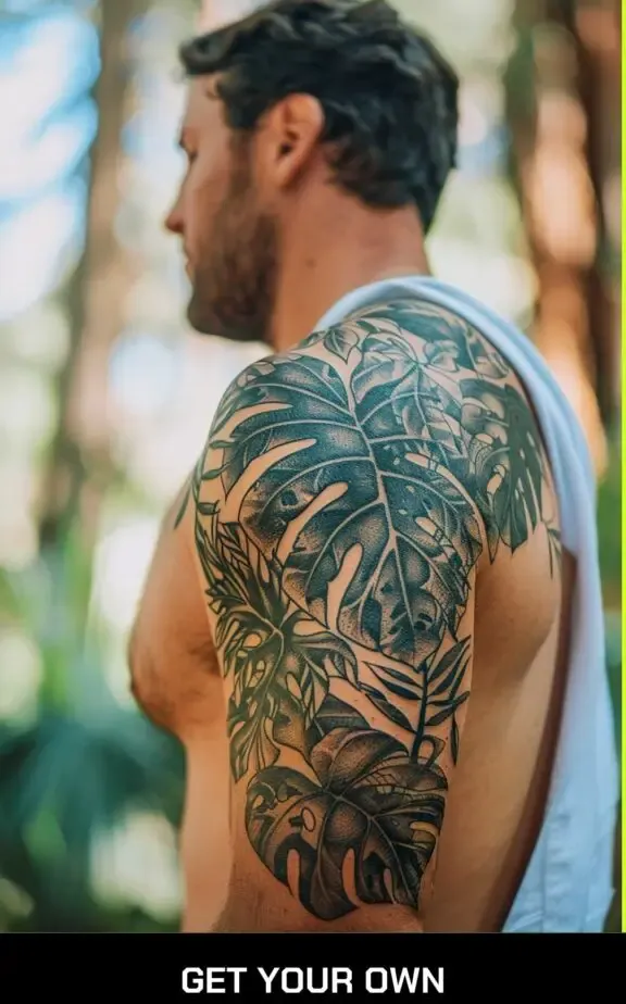 monstera beach tattoo idea