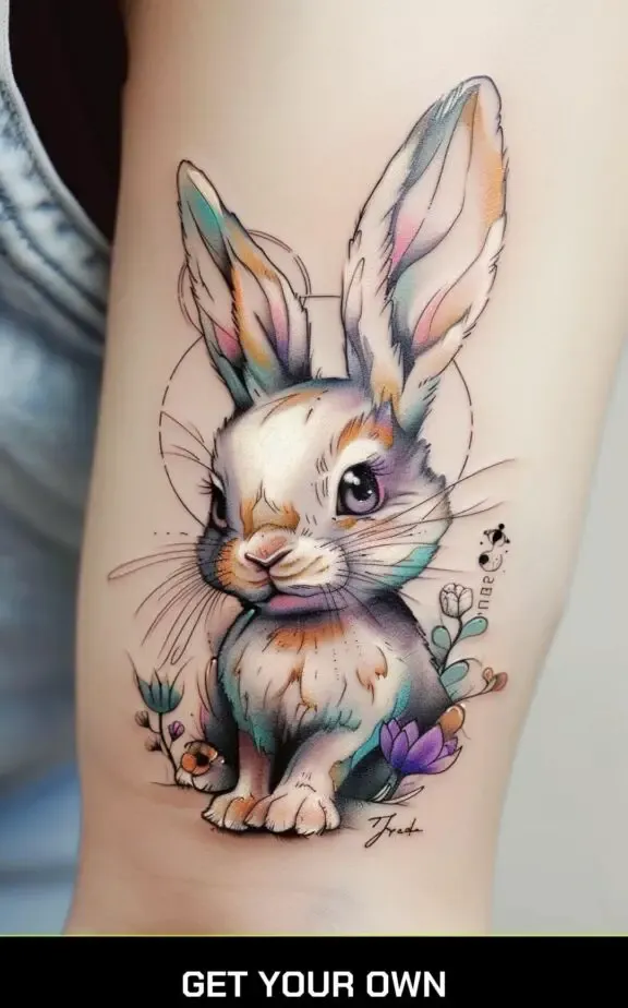 watercolor rabbit tattoo