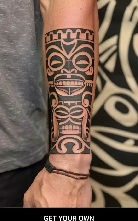tiki figure Polynesian tribal tattoo idea