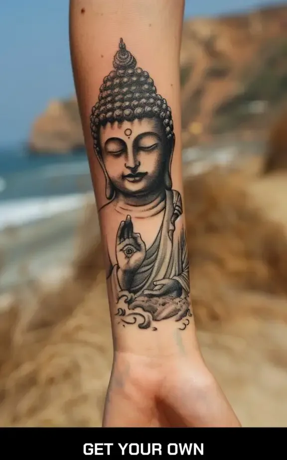 realistic buddha tattoo for female 