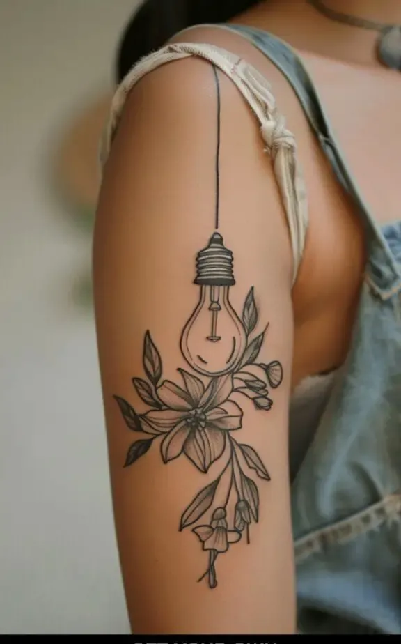 lightbulb bicep tattoo for females