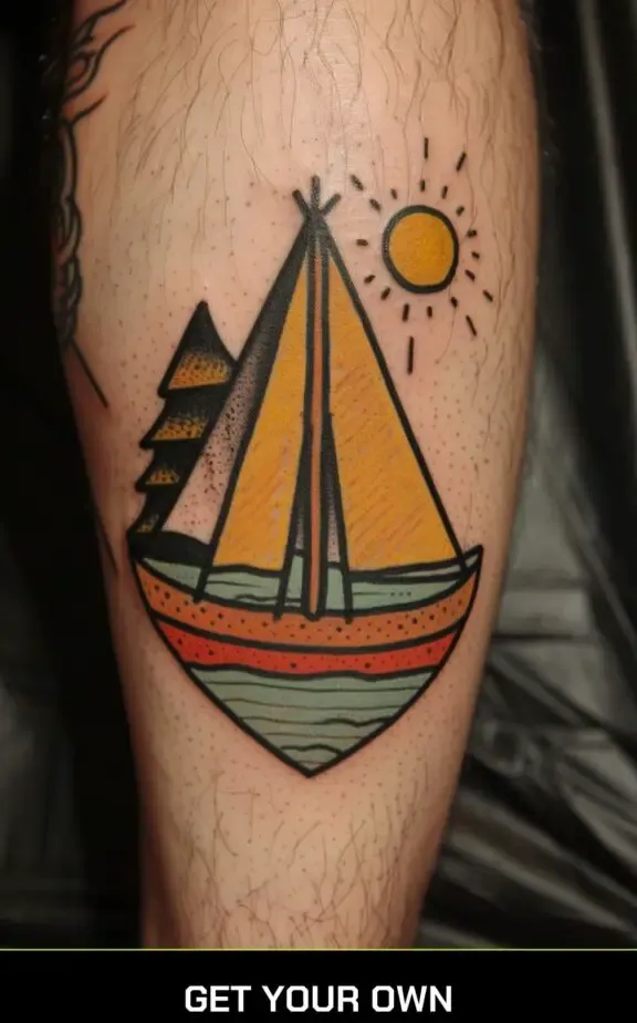 camping tattoo idea: tent and boat