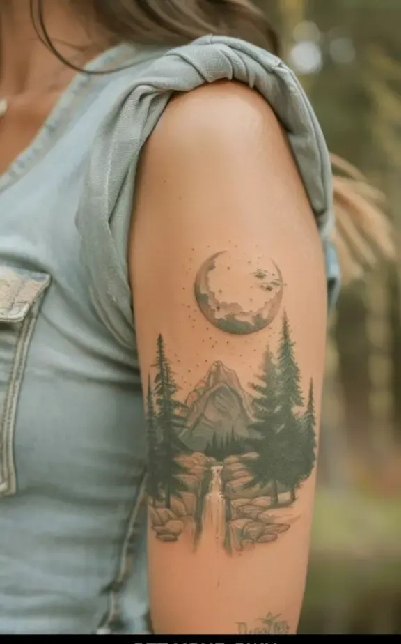 nature scene bice p tattoo for women