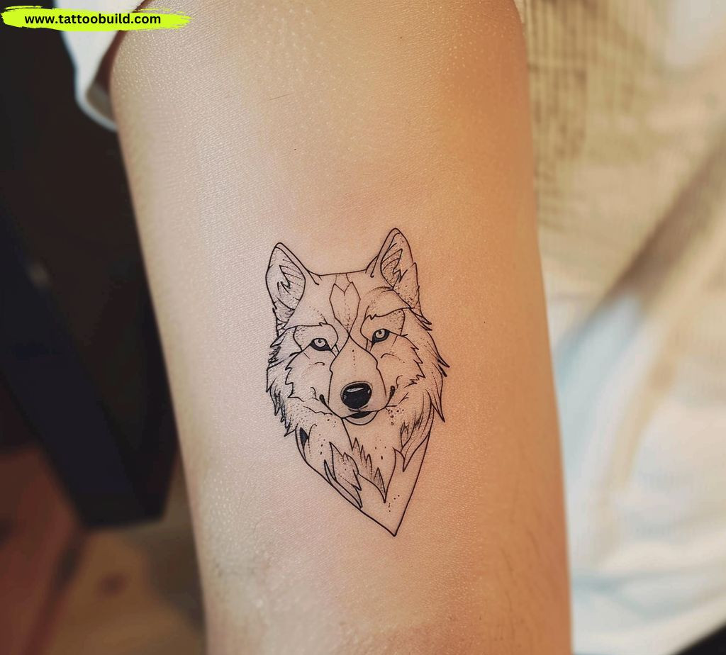 minimalist wolf tattoo design
