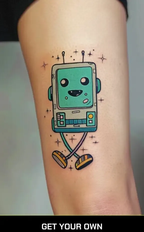 a tattoo of BMO from adventure time