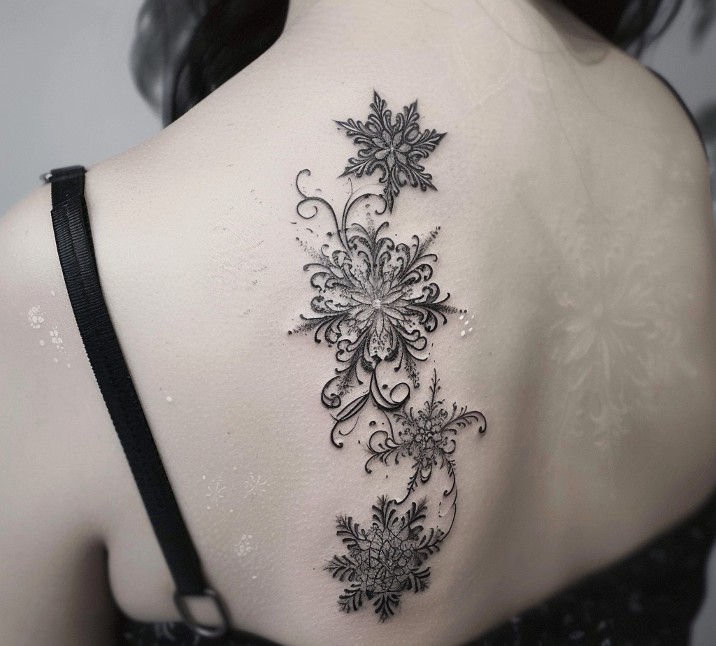 Snowflakes Black and White Tattoo Idea