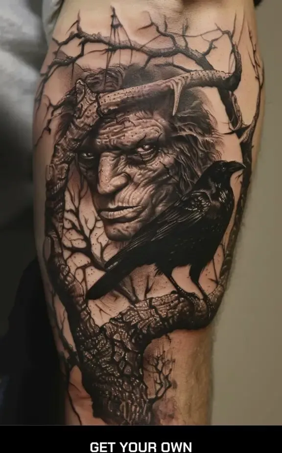 demon crow bird tattoo