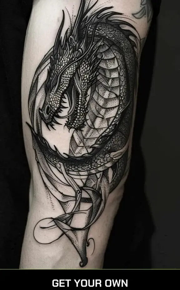 dragon blackwork tattoo design idea