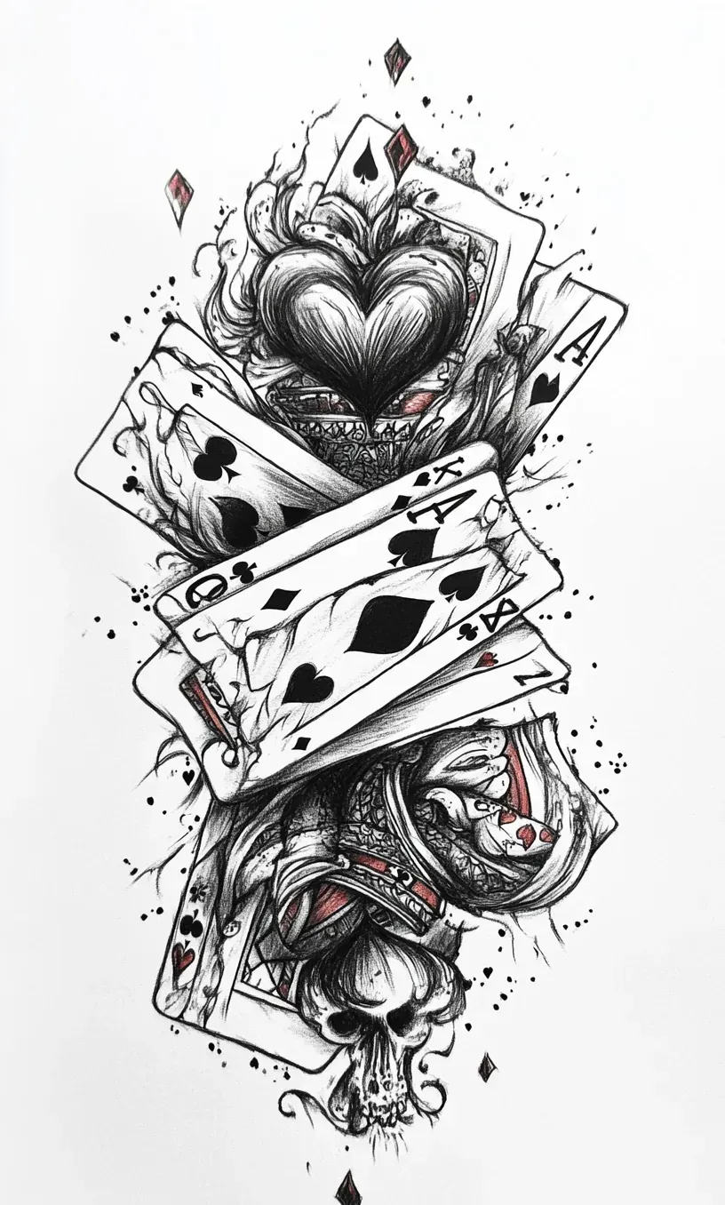 Playing Cards Tattoo Drawing-4