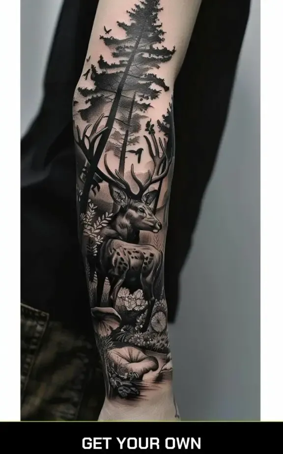 Wildlife and nature sleeve tattoo idea for male