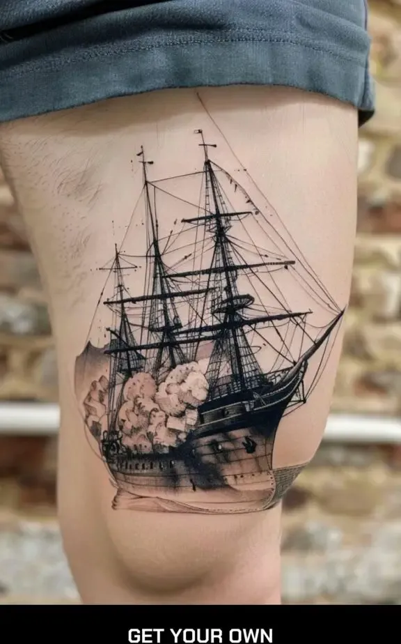 full rigged ship tattoo