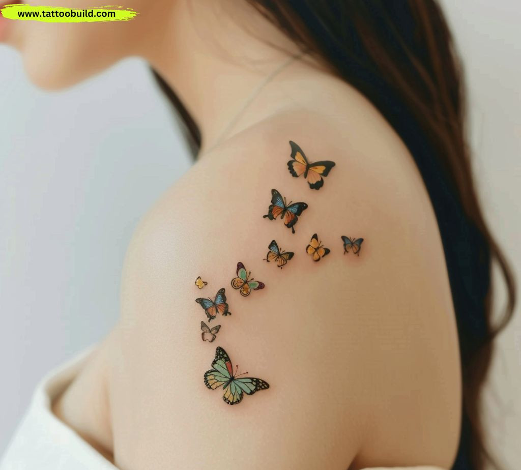 classy butterfly shoulder tattoo for women