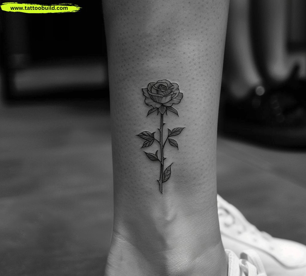 single design flower ankle tattoo