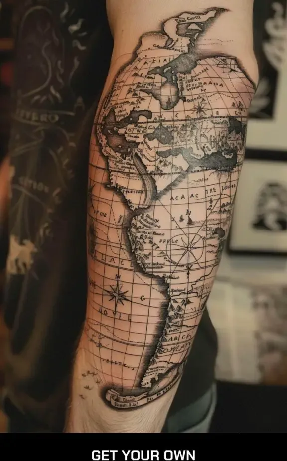 map sleeve tattoo