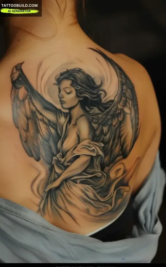 angel tattoo for women: angel with wing