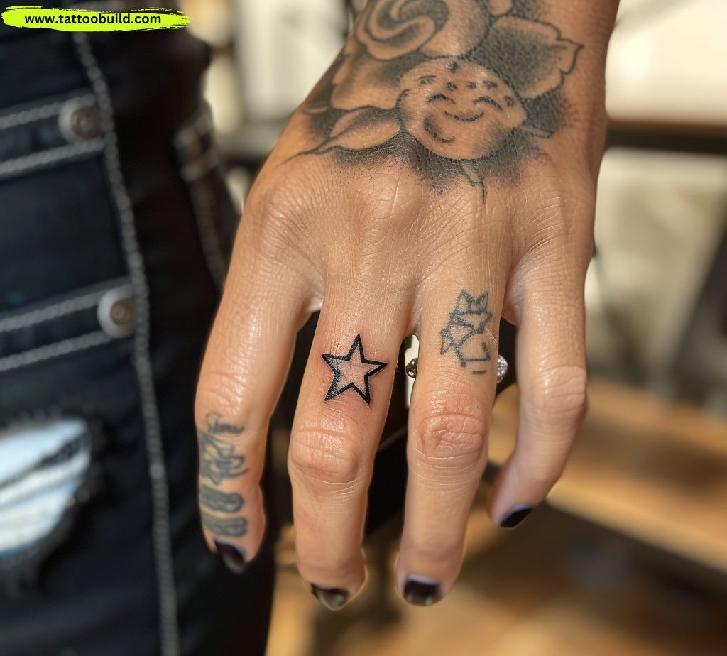 cute star finger tattoo designs