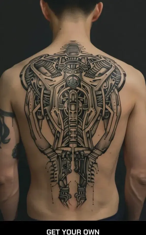 biomechanical back tattoo