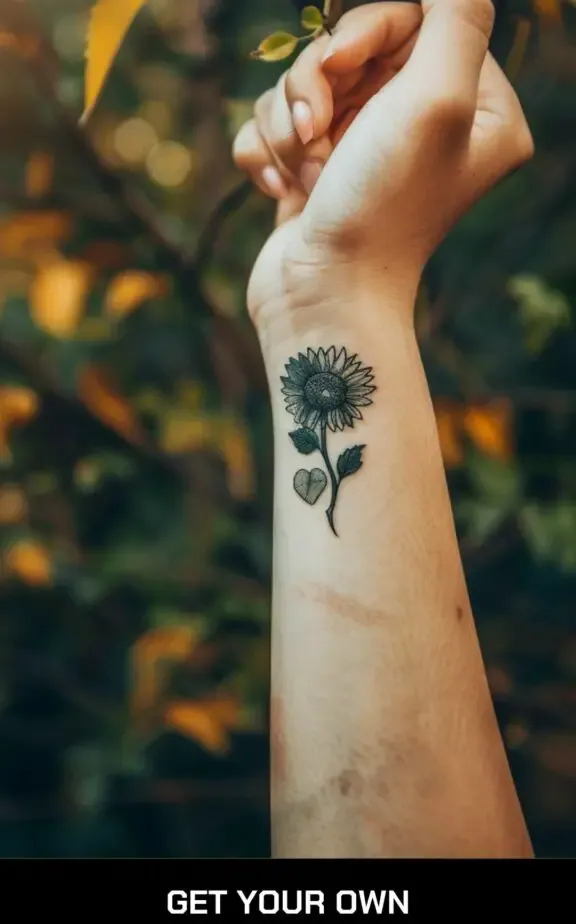 sunflower and heart tattoo ideas