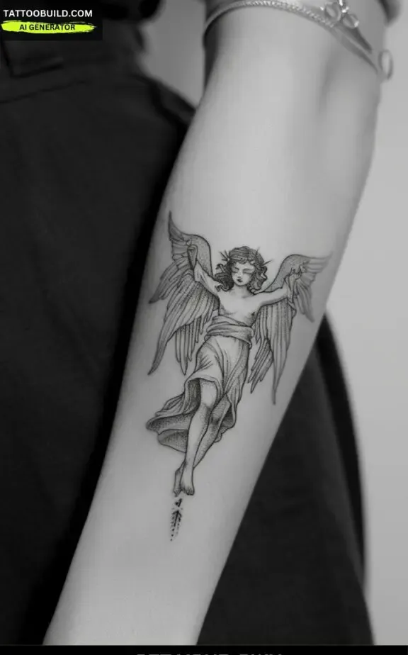 minimalist angel tattoo