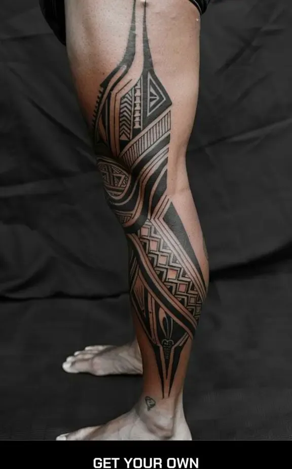 tribal leg tattoo