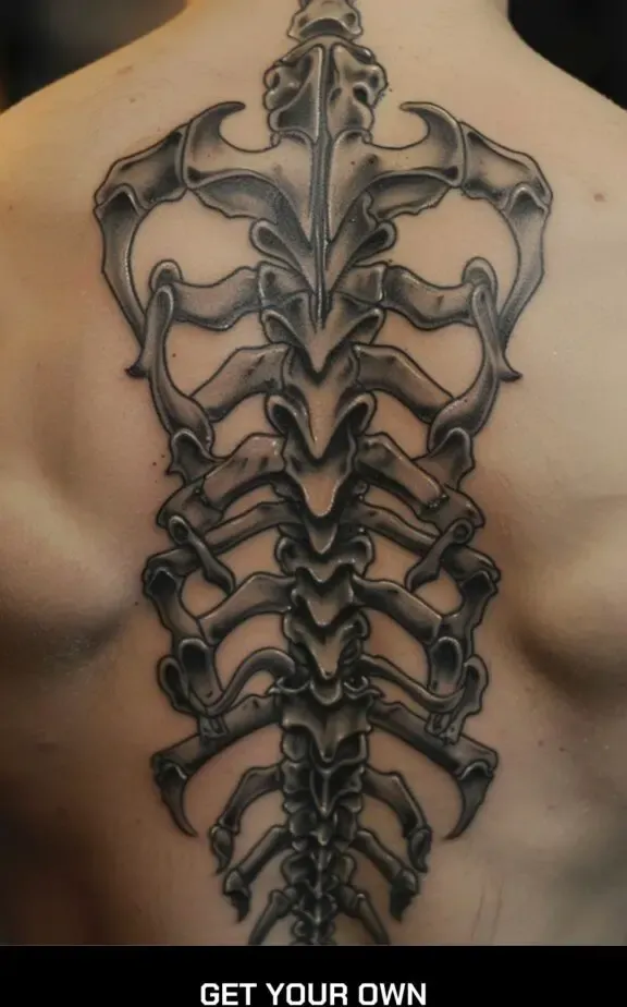 biomechanical spine tattoo