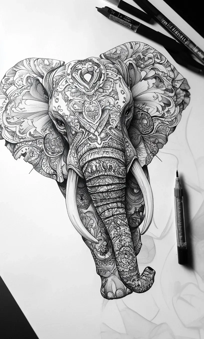Elephant Tattoo Drawing-5